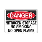 Danger Nitrogen Storage No Smoking No Open Flame Sign